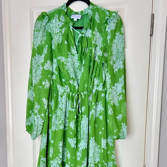 Sugarlips Polare Floral Kristen Tiered Midi Dress in Kelly Green Size Small - Picture 15 of 16